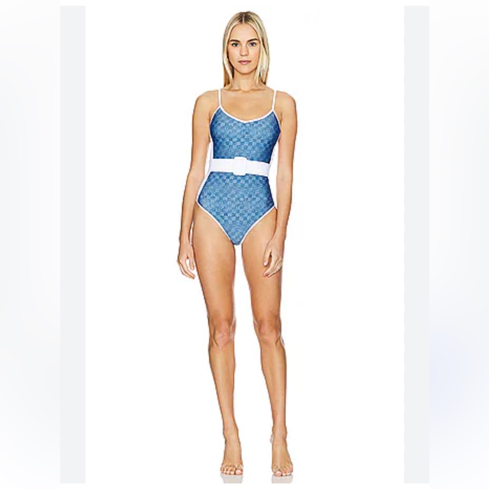 Beach Riot Blue and White One Piece Swimsuit